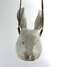 Timmy Woods Ivory Gold Rabbit Wooden Handbag picture