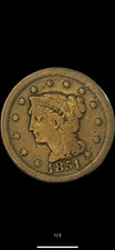 1851 Braided Hair Large Cent One Cent Coin BN Business Strike Philadelphia KM#87 picture