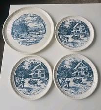 Royal Currier S Ives Blue Winter Scene Plate 7.5