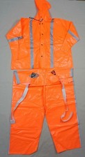 NASCO INDUSTRIAL RAINWEAR USED MEN 2XL NFPA FR FLAME RETARDANT SET JACKET+PANTS picture