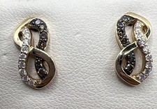 LeVian 14KT Chocolate & Vanilla Diamond Swirl Earrings picture
