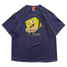Vintage 2002 Y2K Nickelodeon SpongeBob SquarePants Thumbs Up Tee Size XL Blue picture