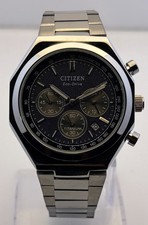 Refurbished Men's Citizen Eco-Drive Chrono Quartz Blue Dial Date/Small-Sec Watch picture
