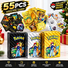 55Pcs Pokemon Card Foil GOLD PACK CARDS TCG GX Vmax GX Card Charizard christmas picture