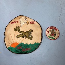 Hawk's Nest Six Sense Embroidered Aircraft Patch Tan Mohawk Patch VTG 40s 50s picture