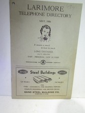 Vintage 1956 LARIMORE City TELEPHONE BOOK North Dakota Local History picture