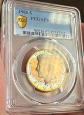 1985-S Kennedy 50c PCGS PR67DCAM Beautiful Coin, Shiny and toned￼ picture
