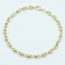 5mm Puffed Mariner Anchor Link Chain Bracelet Real 14K Yellow Gold All Sizes picture