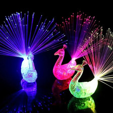 5pcs LED Peacock Fiber Optic Flashing Finger Lights for Kids Party Fun - NEW picture
