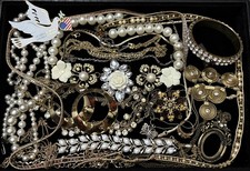 VTG Rhinestone Repair Craft Jewelry Lot Broken Wearable Harvest Some Signed 1LB picture