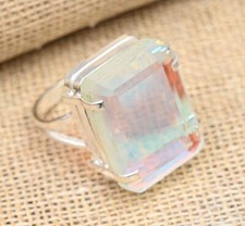 Beautiful Mystic Topaz Gemstone Handmade 925 Sterling Silver Jewelry Ring picture