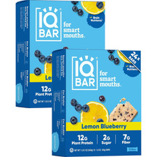 IQBAR Clean Protein Bars - Vegan, Low Sugar Snack, Lemon Blueberry, 24 Count picture