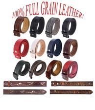 FULL GRAIN Genuine Leather Belt Strap without Buckle UNISEX BELT picture