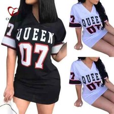 Vestido Mini Deportivo Para Mujer Camiseta Larga Sexy Casual Ropa De Moda Verano picture