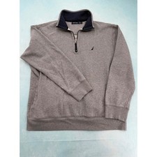 Nautica Men's XL Heather Gray 1/4 Zip Fleece Pullover Sweatshirt Sail Logo picture