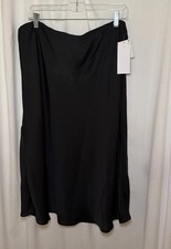 Nordstrom Rack ~ Satin Midi Skirt ~ Women XL Lined Black Skirt NWT picture