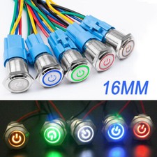16mm 12V LED ON OFF Waterproof Stainless Steel Latching Push Button Power Switch picture