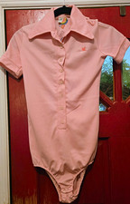 Rare Vtg 70s Cheri-Alan Pastel Pink Dagger Collar Knit Bodysuit - Size Medium  picture