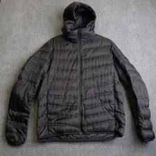 Uniqlo Ultra Light Down Puffer Jacket Mens Medium Black Hooded Full Zip 1894 picture