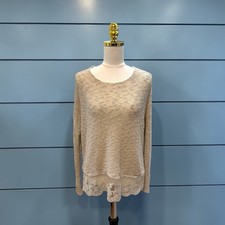 Wet Seal Vtg Open Knit Lace Hem Sweater Lightweight Long Sleeve Y2K 90s Sz S picture