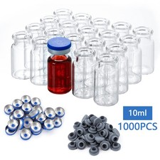 1000pcs 10ml Clear Sample Headspace Vials w/ Cap, Crimp Top Caps Glass Bottles picture