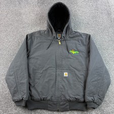Carhartt Active Jacket Mens XL Gray Cotton Hooded Duck Canvas Coat J131 picture