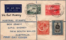 AUSTRALIA PAPUA NEW GUINEA 1938 FDC MIXED USED AIRMAIL COVER VIA PORT MORESBY picture