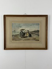 Antique Print, Heinrich Rasch, Seaside Scene, Ex Country House picture