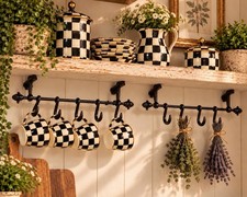 2 VTG Cast Iron Wall Mount Utensil Utility Coat Rack Heavy Duty Sliding S Hooks picture