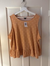 NWT Torrid Blouse Women Orange Peach Textured Knit Ruffle Crop Top Tank 3X picture