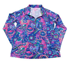 Lilly Pulitzer No Prob Llama Skipper Popover Women Medium Half Zip Jacket UPF picture