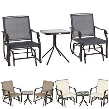 3 PIECE Outdoor Porch Mesh Fabric Rocking Glider Chair with Table Set picture