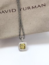 DAVID YURMAN Albion Sterling Silver With Lemon Citrine & Diamond 7mm Necklace picture