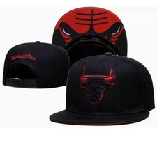 Chicago Bulls Black/Red Snapback Hat | 3D Embroidered Logo | Under-Brim Graphic picture