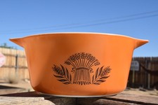 Vintage Pyrex Sunset Wheat HTF Rare 474 MCM Casserole Dish Orange Kitchen Glass picture