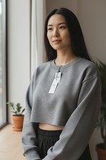 Socialite Crop Sweatshirt Top Crew Neck Pullover Fleece Gray, XL Nordstrom picture