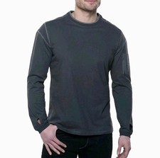 Kuhl Wildfibre Kommando Crew Shirt Carbon Men's Sz M Organic Cotton Thumbholes picture