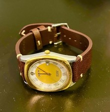 Croton Equator Solid 18K Gold Bezel& S.Steel Sapphire Crystal Swiss 36mm Watch picture