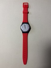 1987 Swatch Swiss Watch GA106 Pulsometer Vintage Watch Red Strap picture
