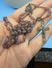 Vintage Very Old Lavender Glass Bead Purple Rosary picture