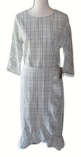 Chelsea 28 Size S Faux Wrap Side Tie Plaid Gingham Seersucker Dress picture