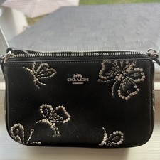 Coach Nolita 19 With Sparkly Butterfly Print In Leather/Sv/Black CCF58 NWT picture