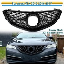 For 2015-2017 Acura TLX 2018 Meteor Style Front Bumper Upper Grille Gloss Black picture