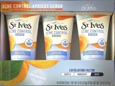 St Ives Acne Control Face Scrub Apricot 100% Natural Exfoliants 6 oz (pack of 3) picture