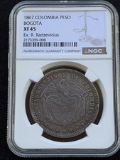 Colombia 1 Peso 1867 NGC XF45 – Moneda de Plata Escasa – Silver Coin picture