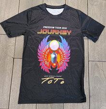 Journey Freedom Tour 2024 Toto Black Graphic Crew Neck T-Shirt Short Sleeve S picture