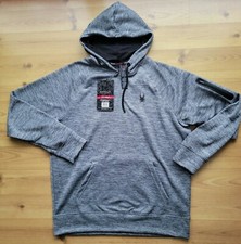 NWT SPYDER ACTIVE ProW =B MEN'S PULLOVER HOODY HEATHER GREY Sz M $88.00 picture