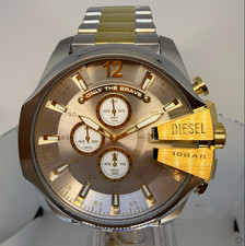 2026 New Mens Silver Gold Diesel Mega Chief Chronograph Men's Metal Watch DZ4701 picture