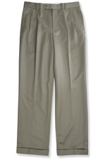 Brooks Brothers Mens Green Madison Fit Pleated Wool Pants 32W x 32L BB-2174 picture