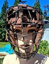 Antique Pre 1910 ? AJ Reacher ? BASEBALL CATCHERS MASK Hook & Loop Pre weld? picture